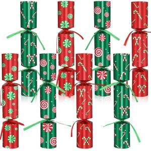 Christmas Crackers 8-Pack Party Favors No Snap Crown Prizes Jokes Gifts